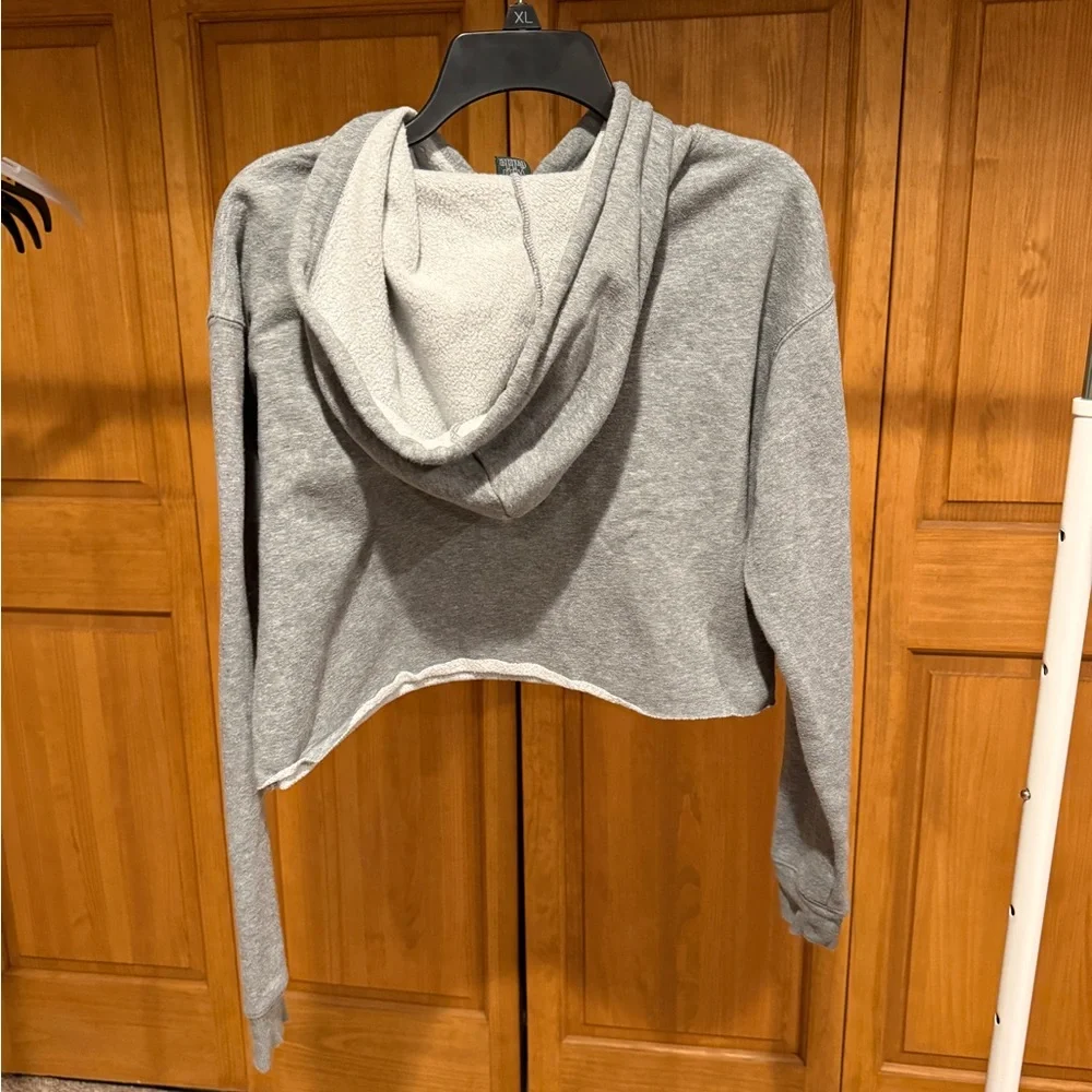 wild fable Gray Cropped Hoodie Sweatshirt - Picture 3 of 4